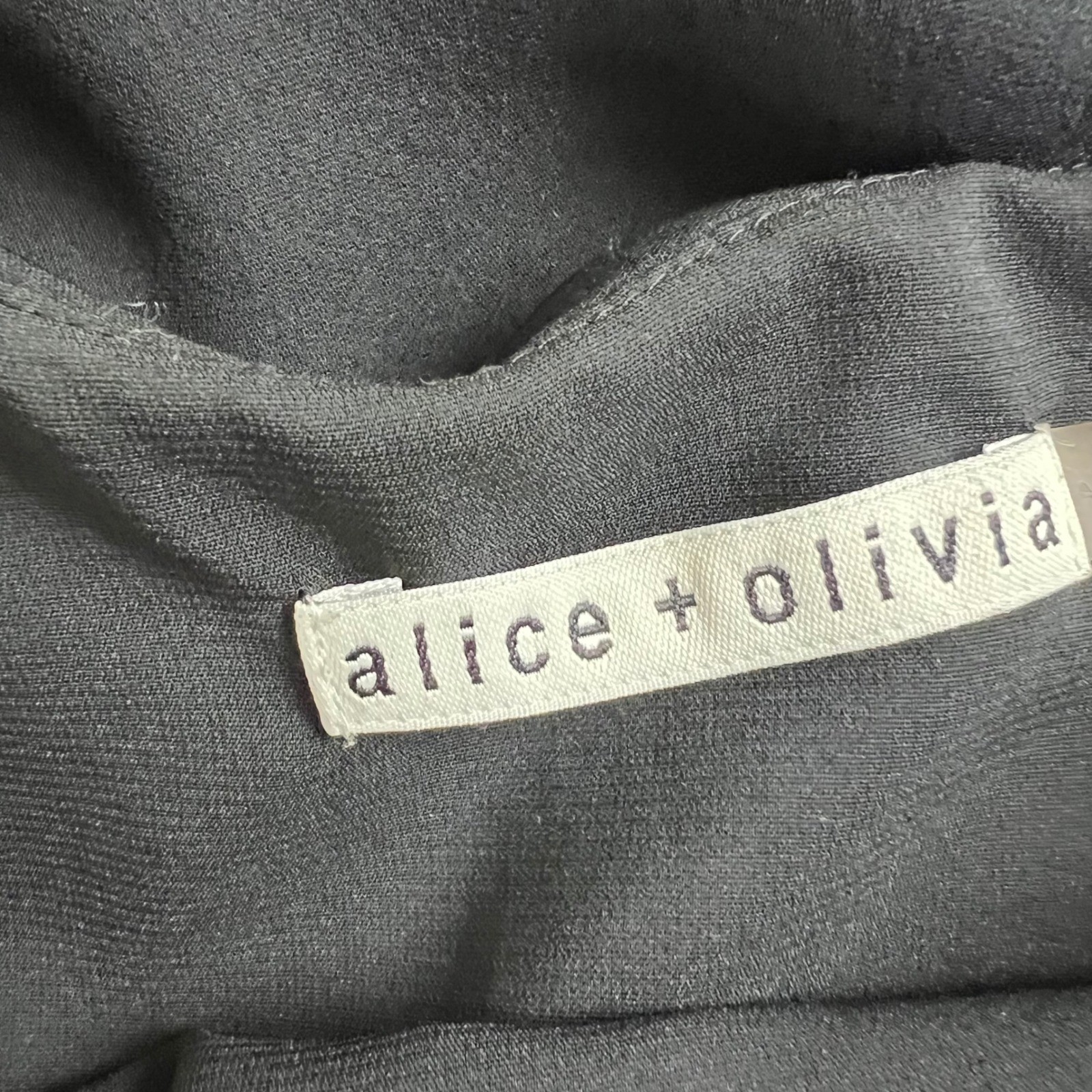 Alice + Olivia Dress 100% Silk Black Lace Trim Asymmetrical Mini Slip Size XS