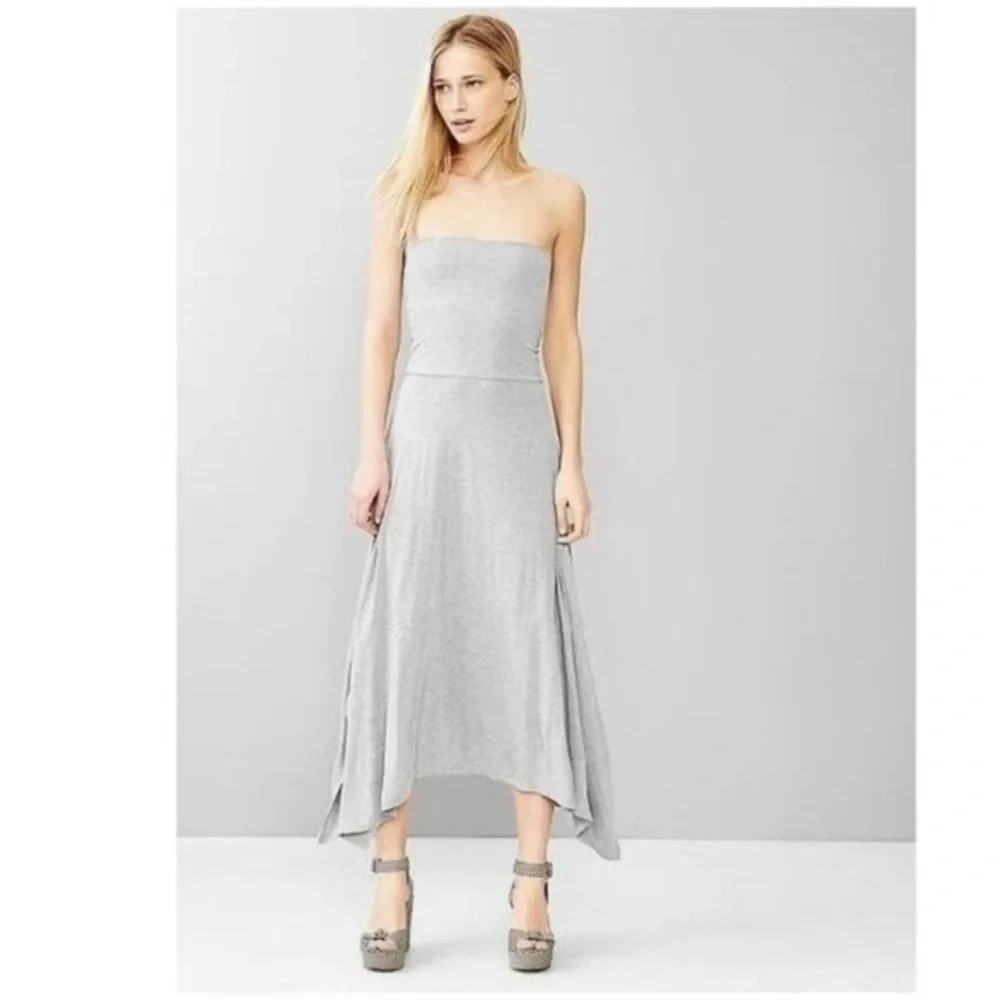GAP heather gray 4-in-1 trapeze dress asymmetrical hem size XS