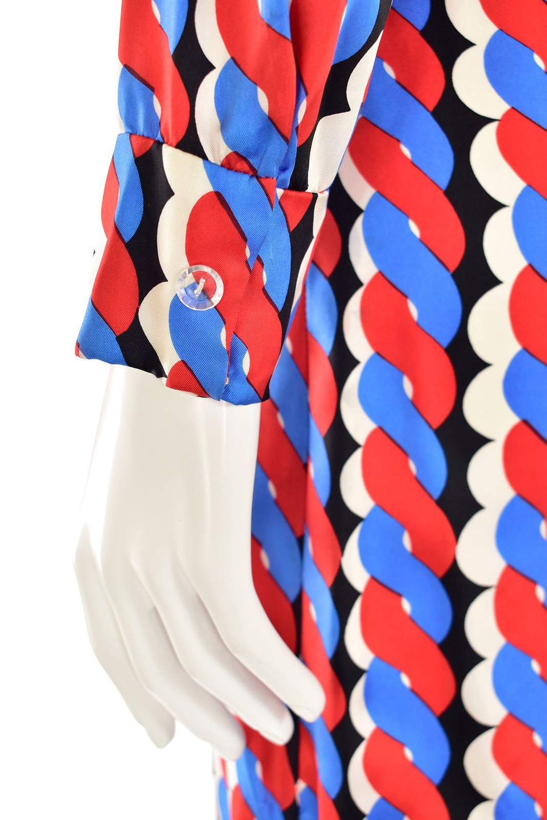 Vintage Adele Simpson 70’s 100% Silk Graphic Print Sheath Dress w/ Scarf sz 8/10