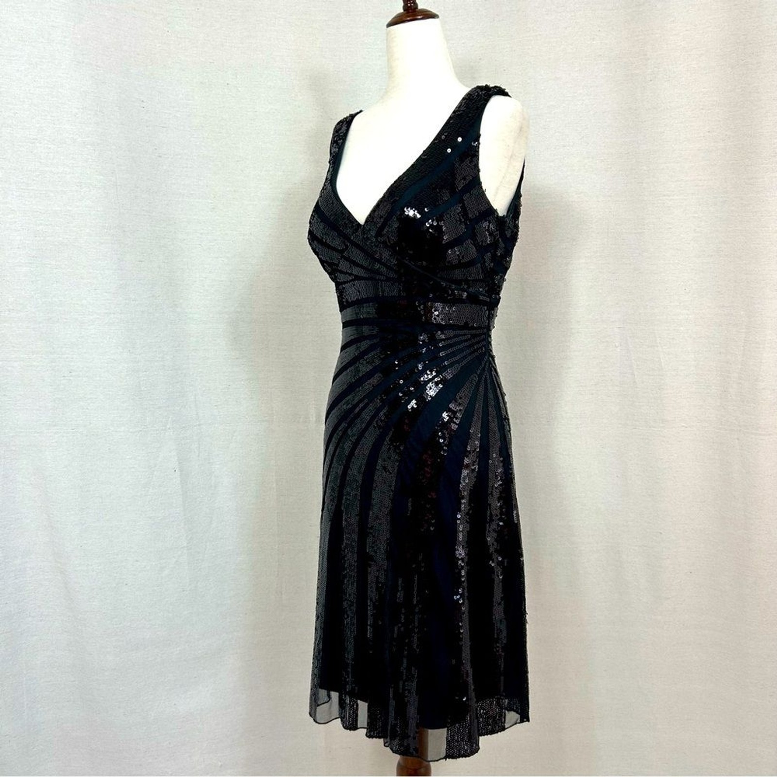 Black JS Collections Sequin Strip Mesh Dress