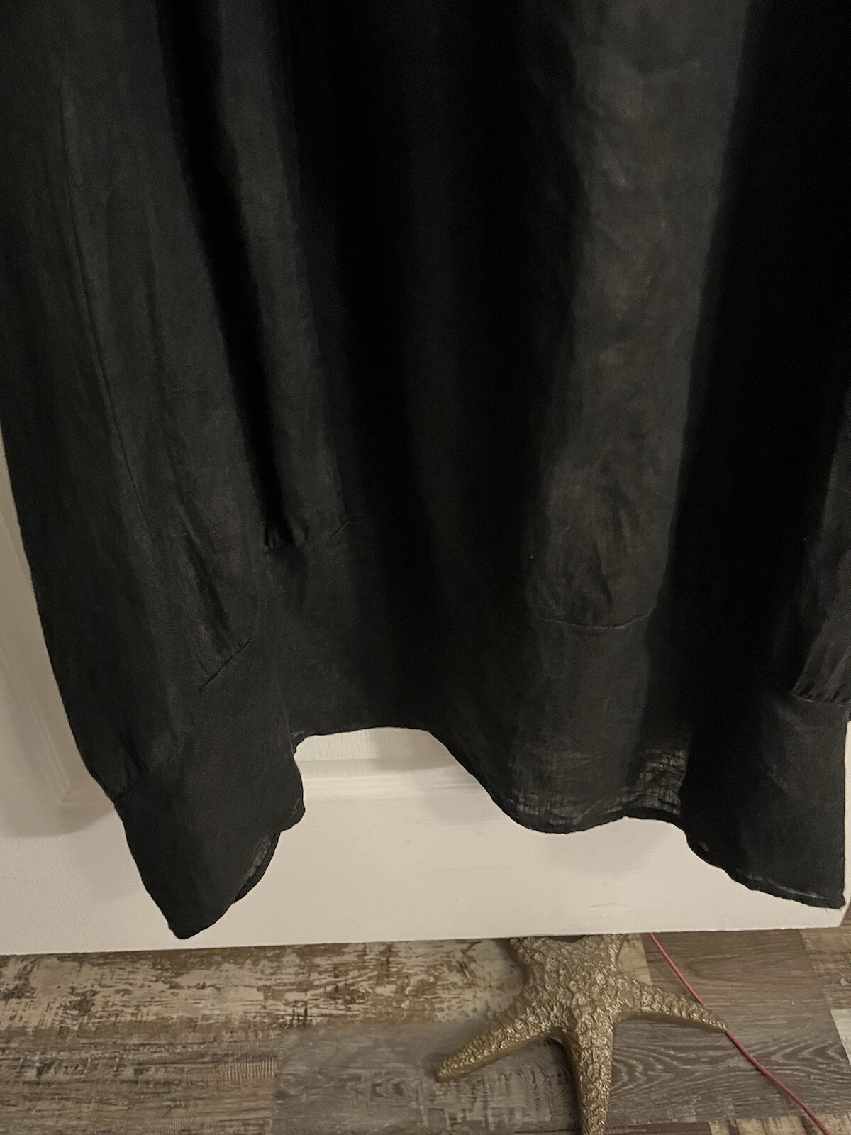 Becasa Black 100% Linen Dress Very Nice One Size M L Still Deep Black W/Pockets