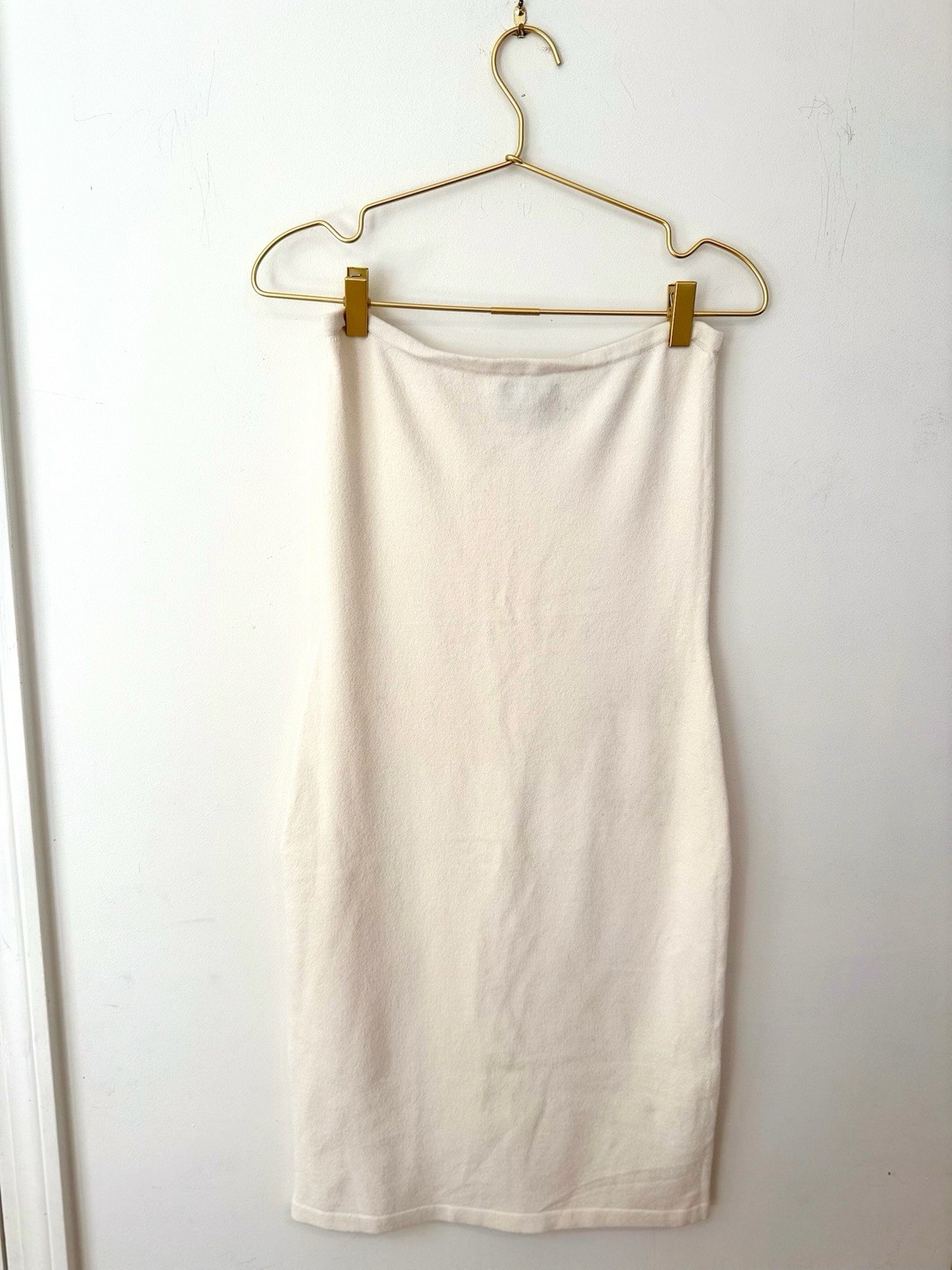 Finity Petites Bodycon White Dress Knit Y2K Strapless