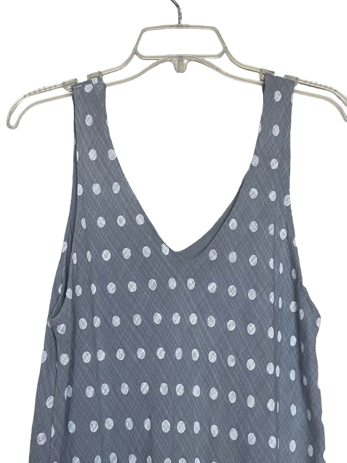 100% Lin Blanc Womens Linen Blend Dress Size 40 Gray White Sleeveless Lagenlook