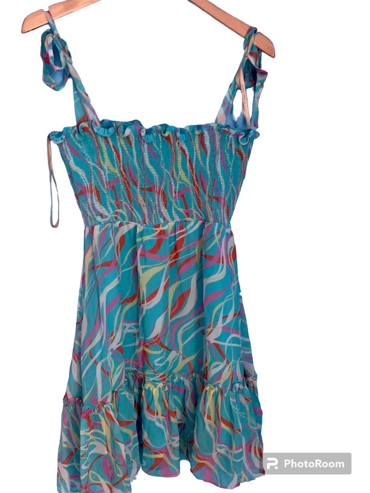 BCBG MaxAzria Tie Strap Ruffle Bottom Ruched Top 100% Silk Dress Y2K 90’s NWT S