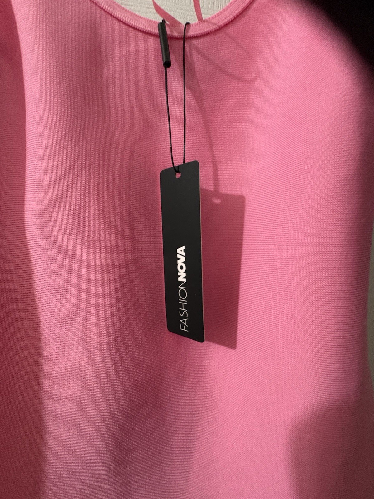 Fashion Nova Pink Solid V-Neck Bodycon Mini Dress Feather Hem Strappy S