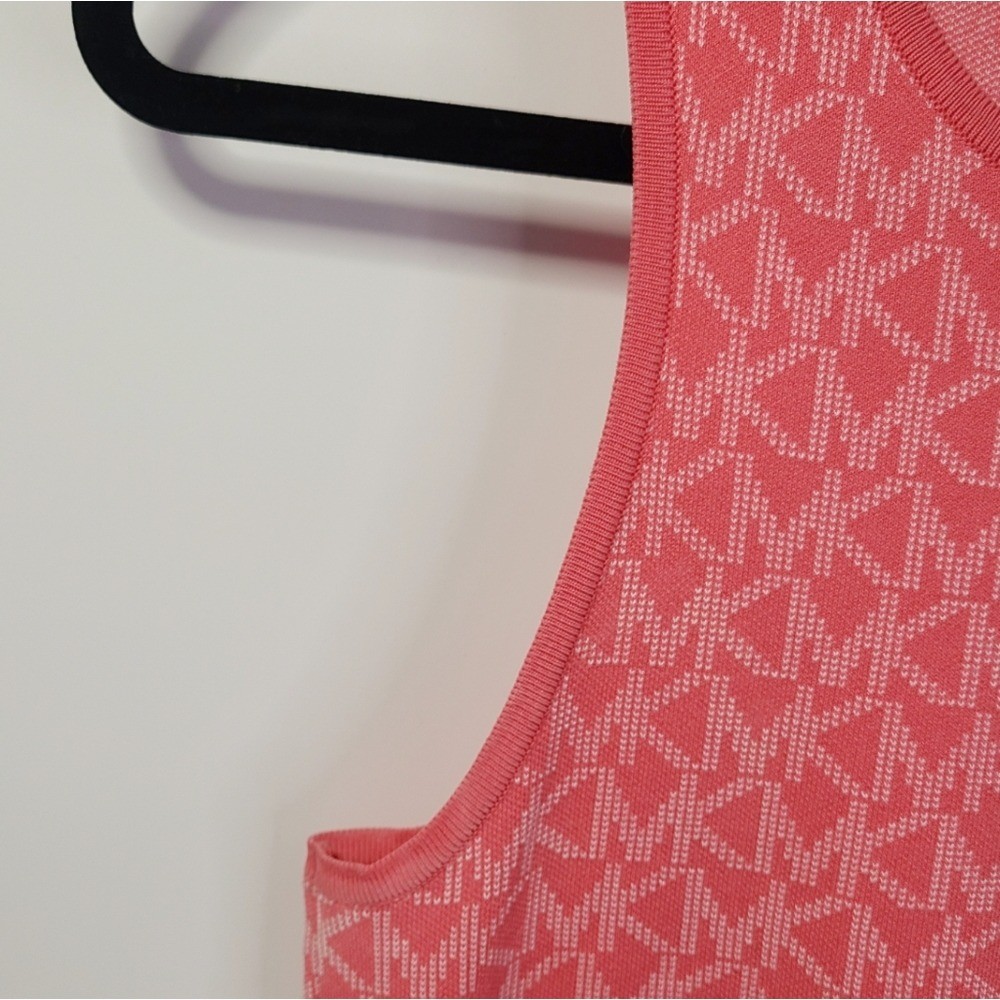 Michael kors peach orange white logo razor back midi dress size xtra small XS