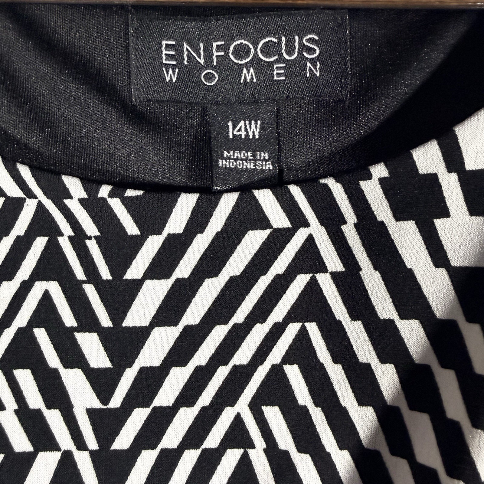 Vtg. Enfocus Studio Women’s Side Ruched Sheath Dress Black & White – Size 14W