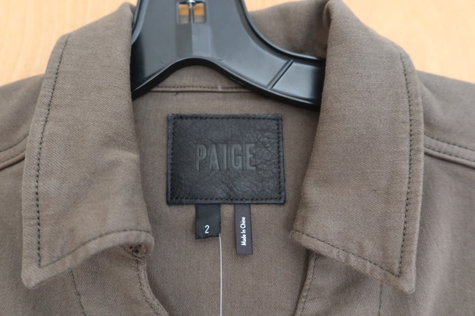 NWT! $249 Paige Jaxsyn denim mini shirt dress olive green & silver buttons sz 2