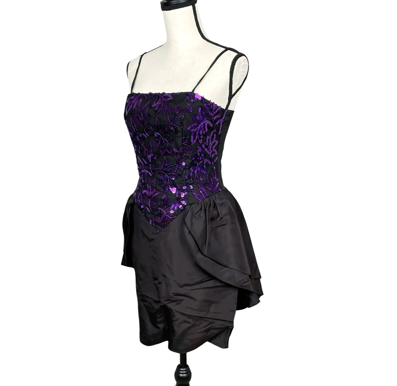 Vintage Nadine Purple Sequin Layered Mini Dress Size 9/10 Homecoming Whimsigoth