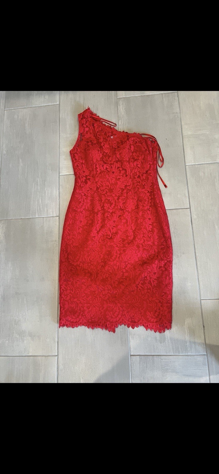 Red Lace One Shoulder Sheath Dress Size 10 Cocktail Party