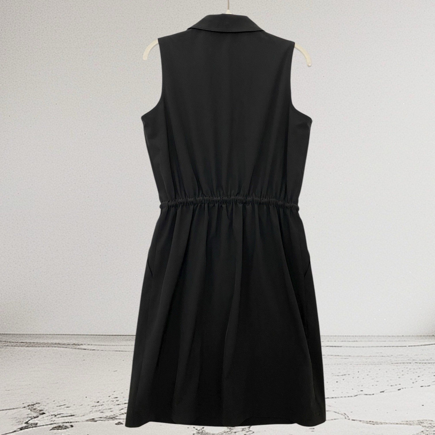 Calvin Klein Drawstring Waist Collard Sleeveless Sheath Dress Size 8 Stretch