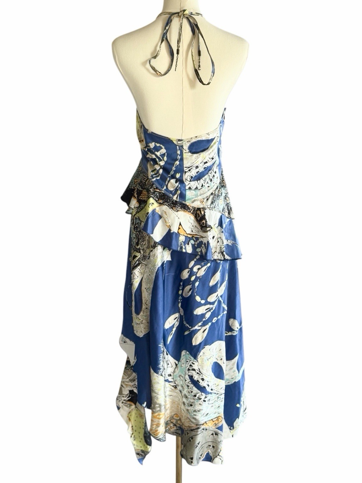 Roberto Cavalli Just Cavalli Silk Halter Asymmetric Dress IT 46 (runs small)
