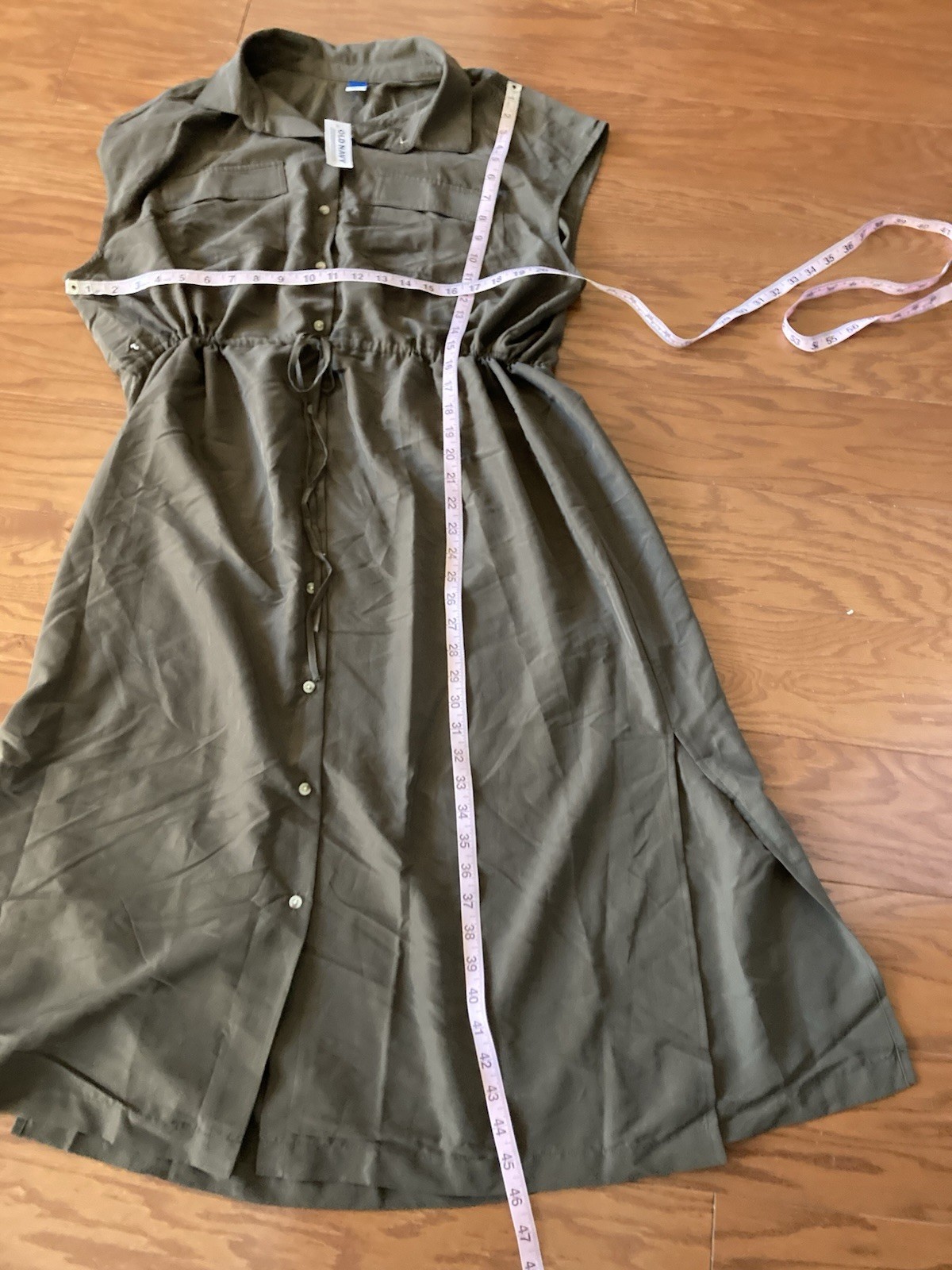 Old Navy Women’s Waist-Defined Utility Midi Green Shirt Dress Size XL NWT