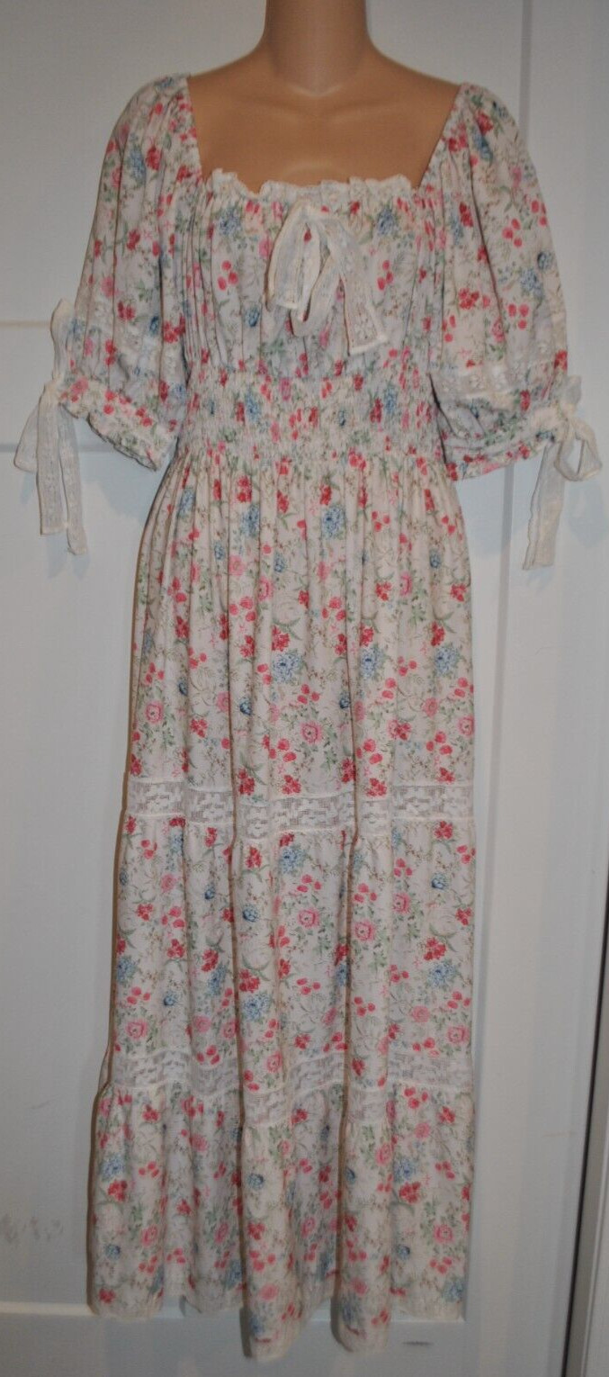 STELLAH Anthropologie Lace Trim Floral Maxi Dress Size S Womens