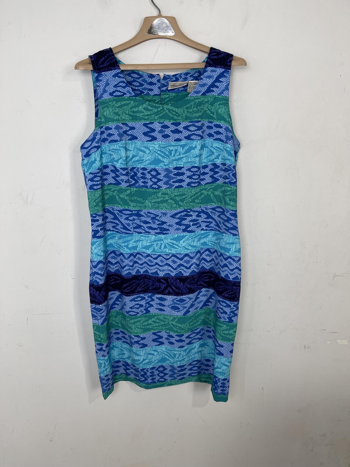 Kathie Lee Dress Womens 12 Blue Mermaid Beachy Coastal Travel Preppy Resort
