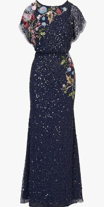 Multicolor Floral Beaded Mermaid Gown Adrianna Papell