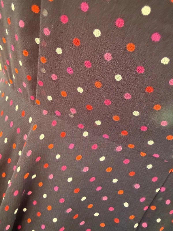 HOBBS Navy Polka Dot Floaty Dress UK12 red pink white spots Cocktail Wedding