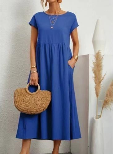 Holiday Sundress Short Sleeve Casual Loose Boho Floral Women Maxi Dress Ladies