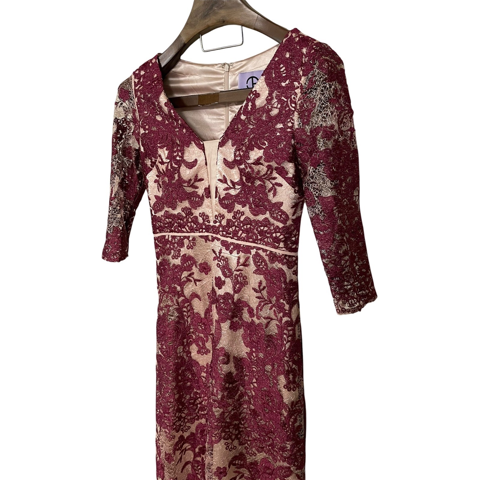 JS Collections Soutache Berry Embroidered Lace Gown Formal Maxi Dress Wedding 2