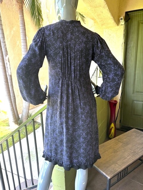 GHOST Vintage Long-Sleeve Silk Print Dress w/ Tie-Neck EUC/UK 10=US 6