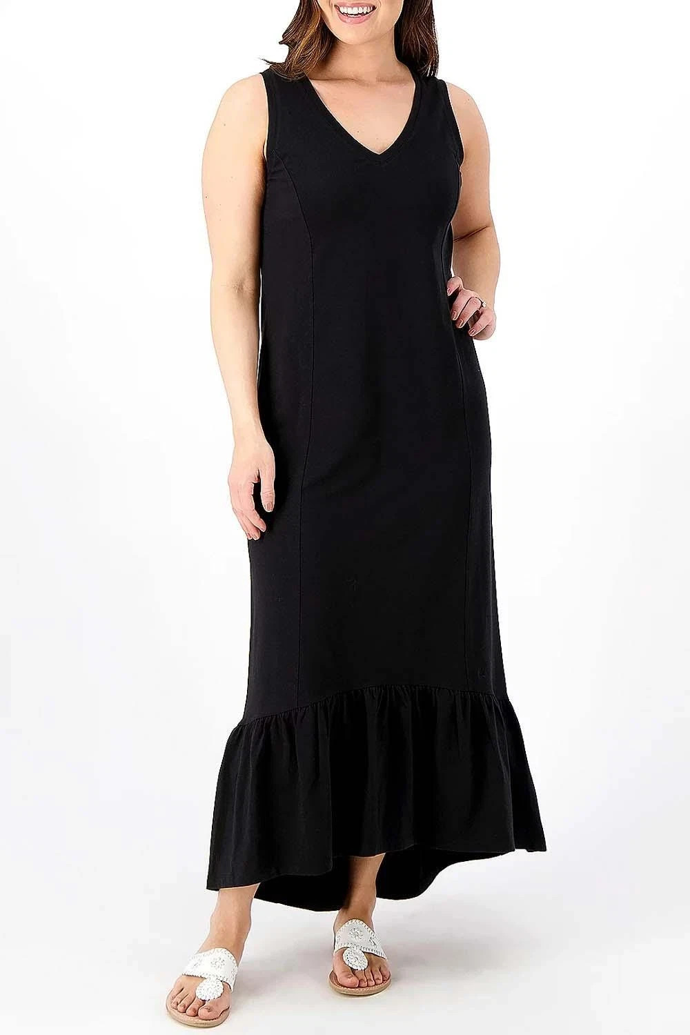 Isaac Mizrahi Live Reg Essentials Sleeveless Maxi Dress Pitch Black Size S