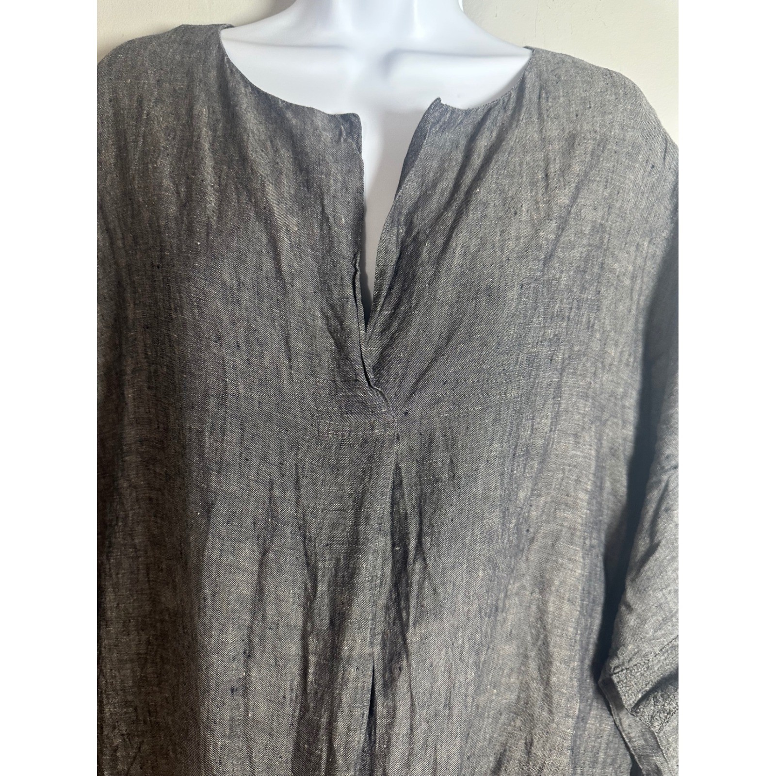 Poetry Charcoal Grey 100% Linen Oversized Caftan Maxi Dress Women US 12/14 L/XL