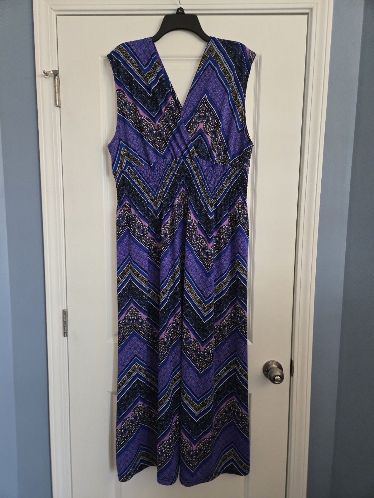 Jon & Anna Maxi Dress Plus 3x Sleeveless V Neck Purple Chevron