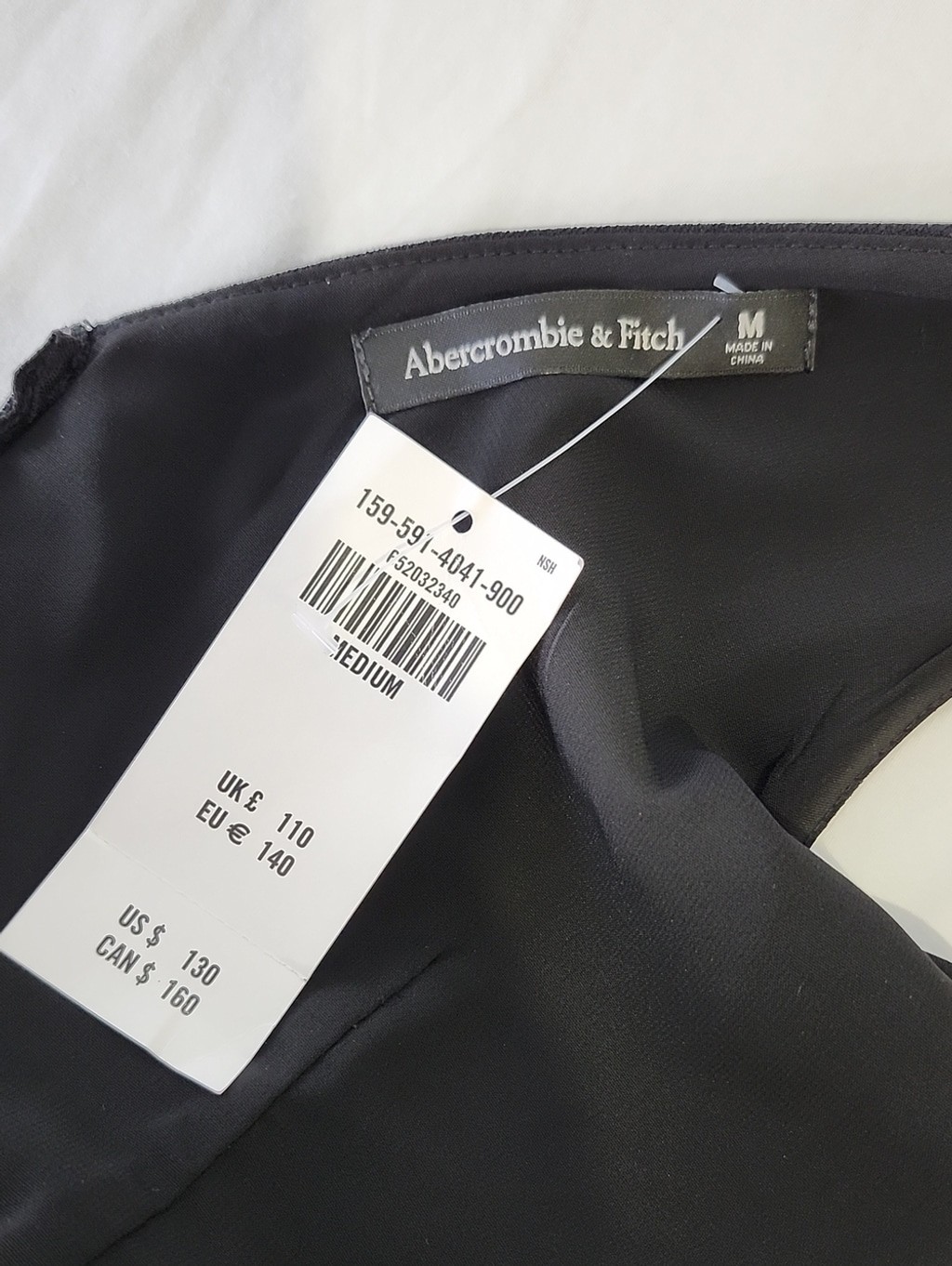 Abercrombie & Fitch Black Sleeveless Plunge V-Neck Midi Dress Med NWT Asymmetric