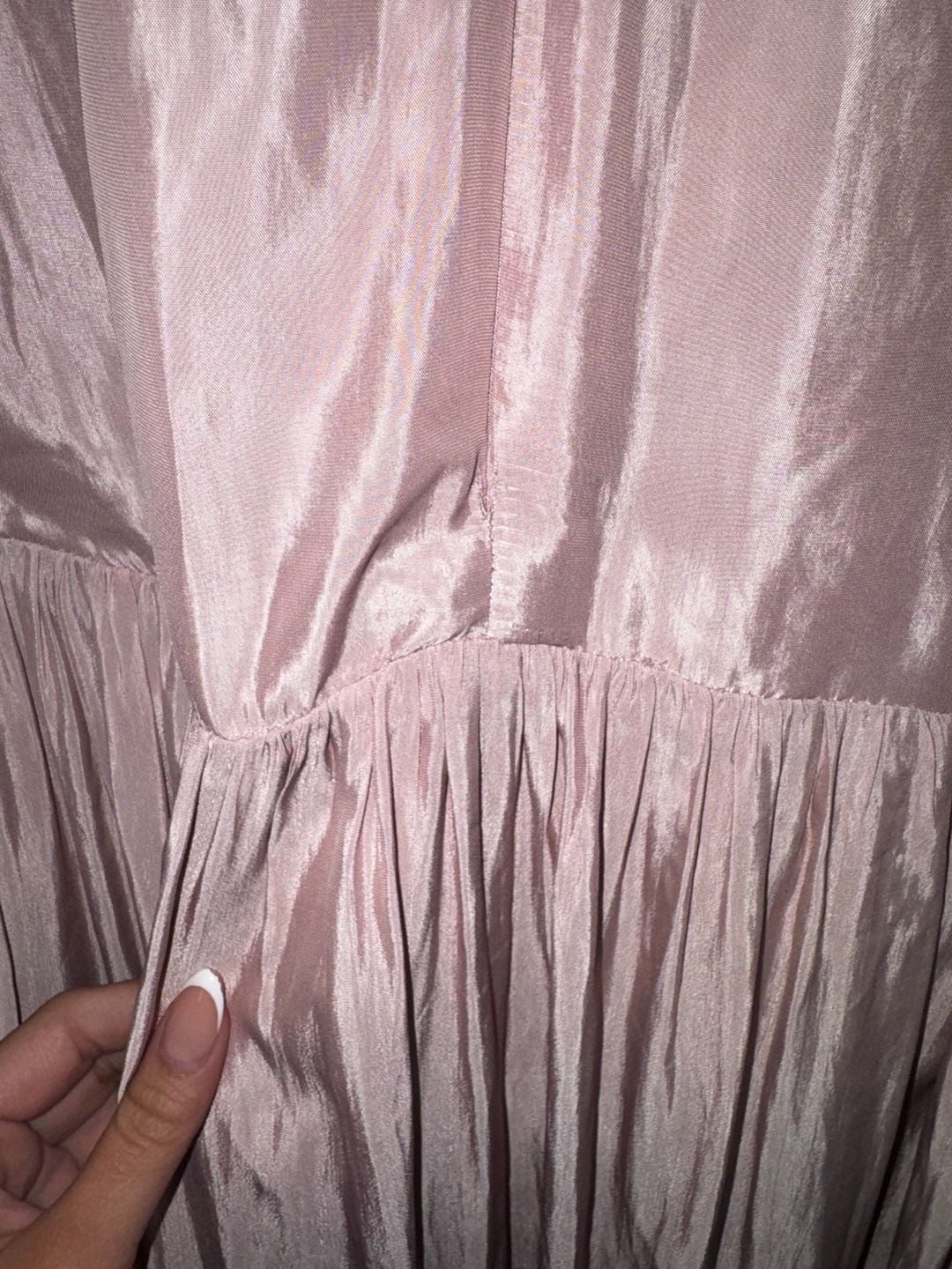 Tartarus Mauve Pink Satin Plissé Puff Sleeve Dress Bridgerton regal coquette