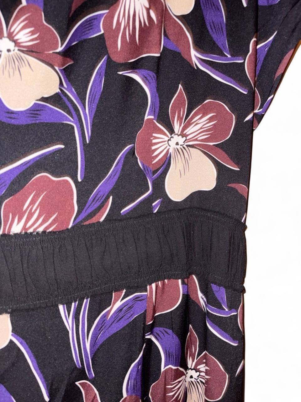 Dries Van Noten purple bold botanical floral silk maxi dress. EU 40
