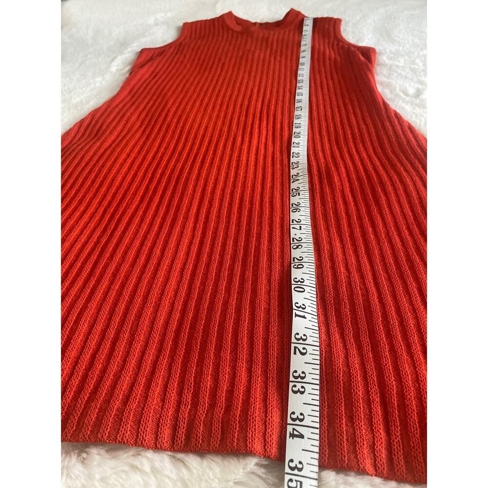 St John Collection Orange Ribbed Sleeveless Santana Knit Sheath Dress Size 6
