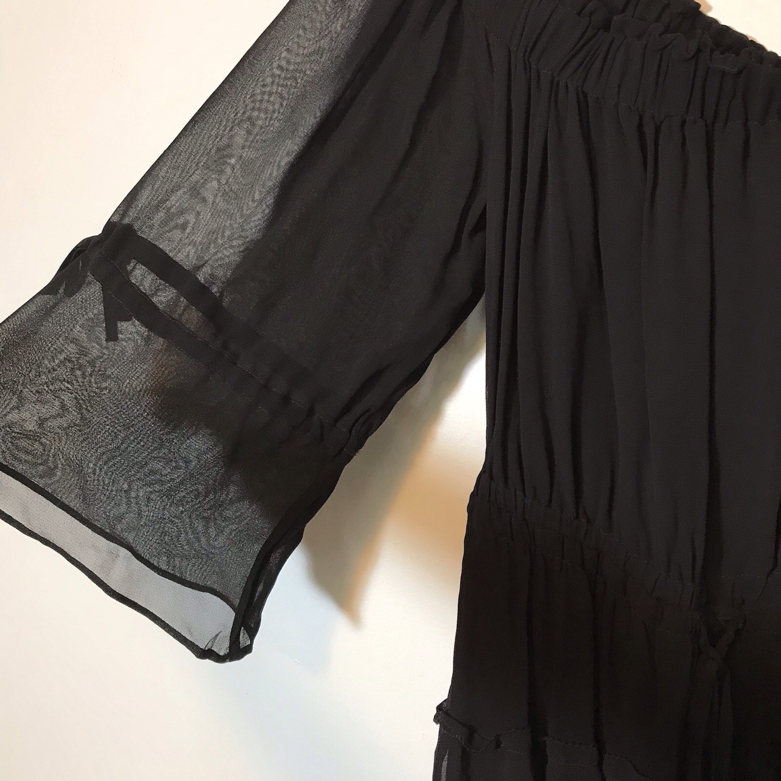 NWT All Saints Rina Floaty Black Sheer Gothic Whimsigoth Gypsy Coquette Dress M