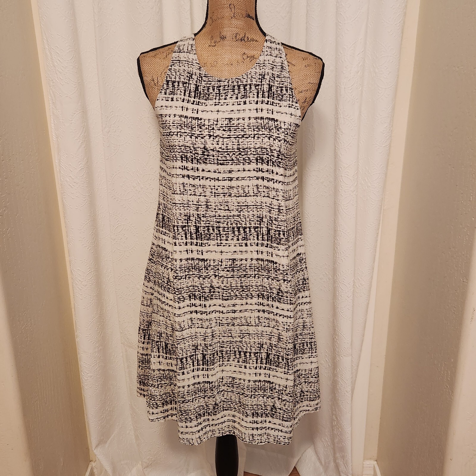 Cynthia Rowley Women’s 4 Black & Ivory Sleeveless Silk Shift Dress