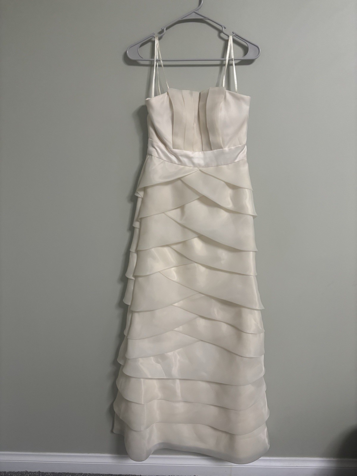 Max & Cleo Size 4 Small Ivory Tiered Maxi Dress Bridal Photo Shower Cocktail New