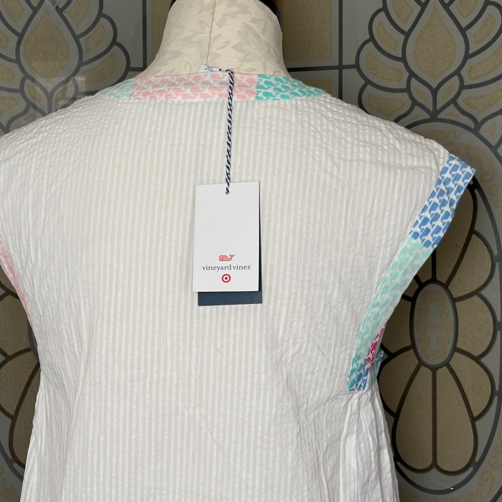 Vineyard Vines For Target NWT Seersucker Dress Colored Collar Oversized Size XS