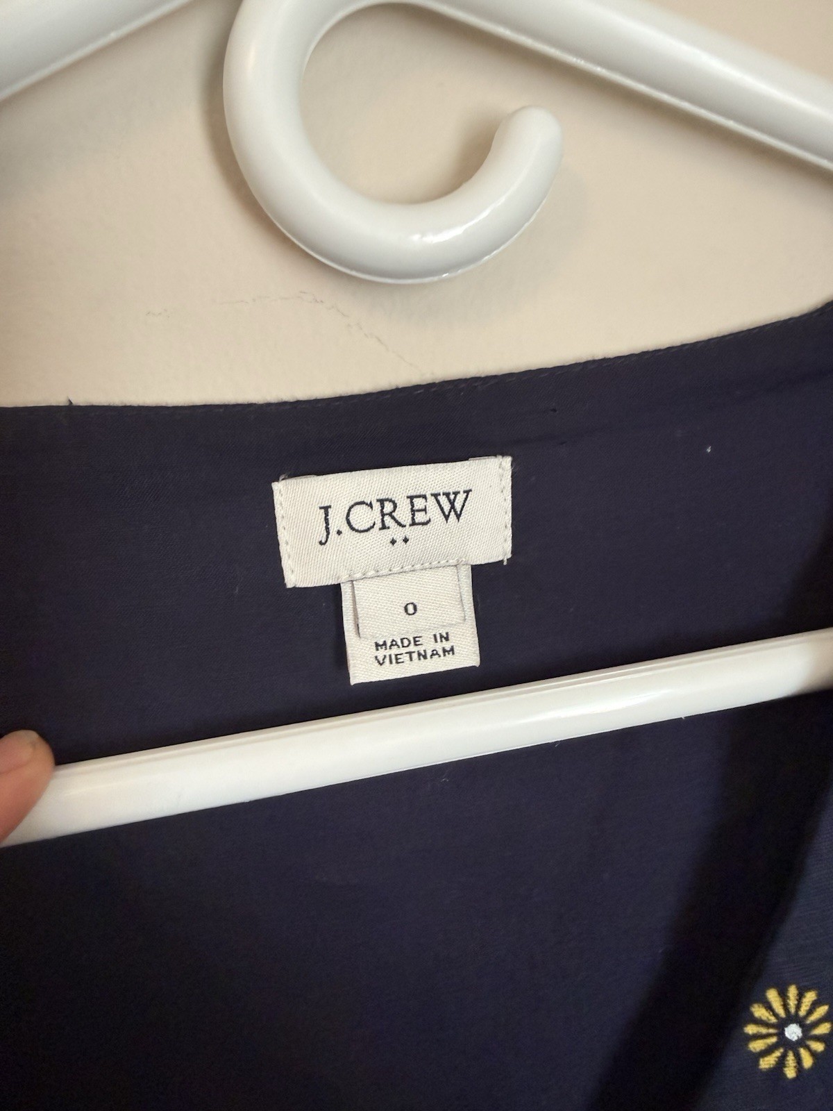 J.CREW Navy Yellow Floral Button Front Linen and Cotton Dress Size 0
