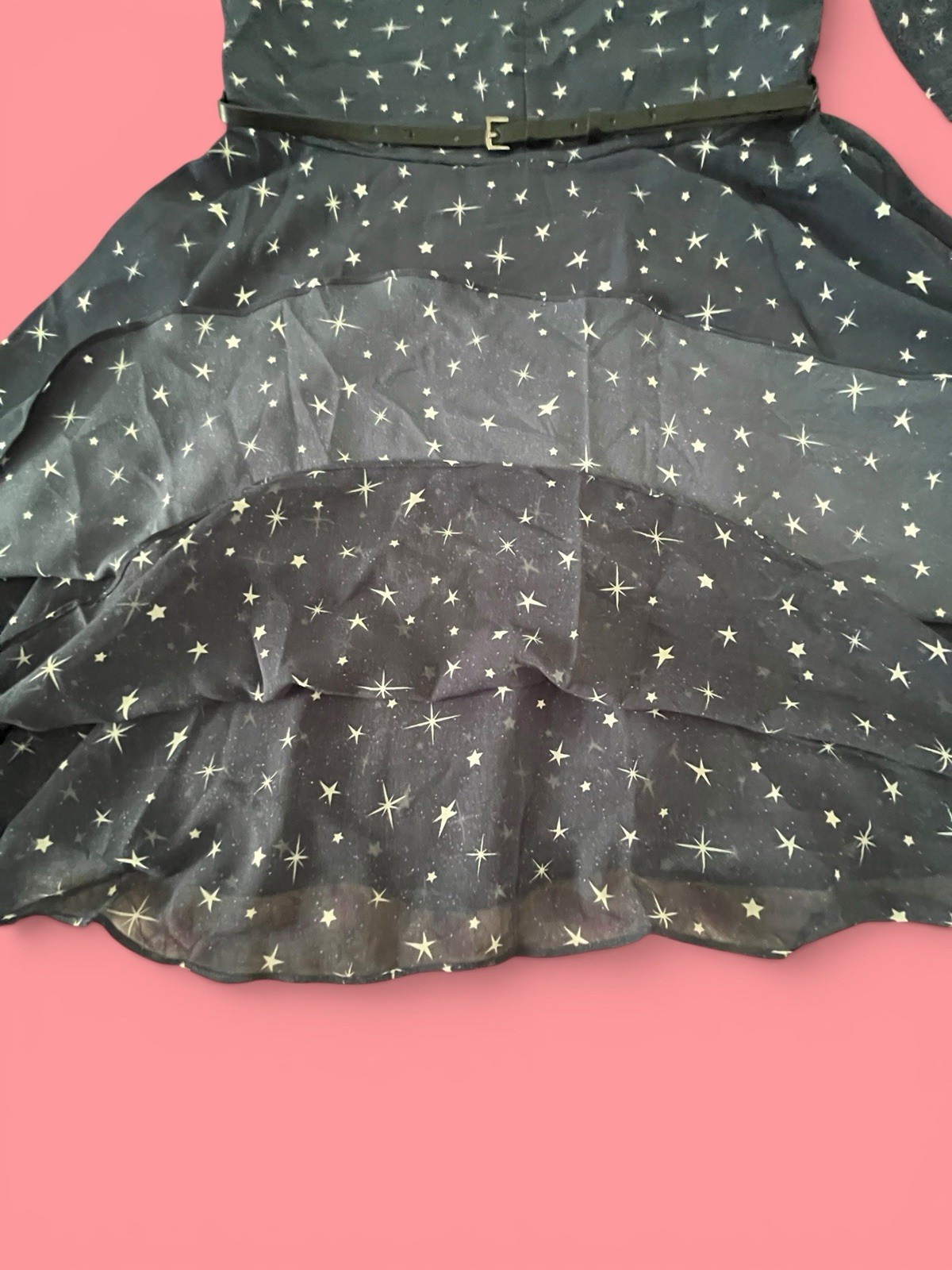 SUPERTRASH Sundress Celestial Navy/ Stars Long Sleeve Belted MSRP $176 S Med 36
