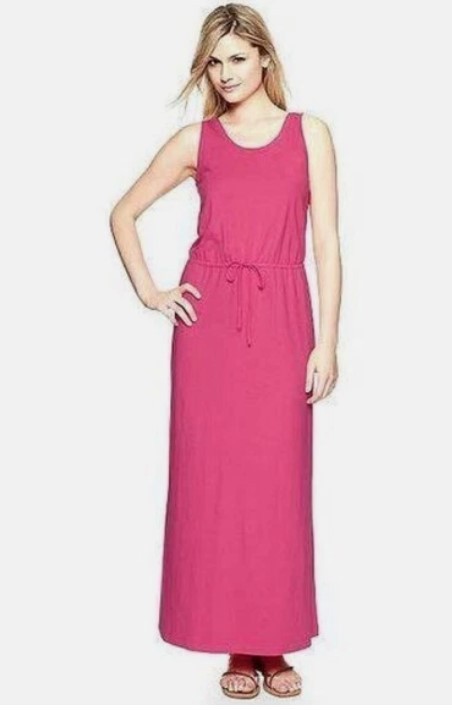 PETER MILLAR Size L Hot Pink Long Maxi Tank Dress, Drawstring Waist – NWT ($89)