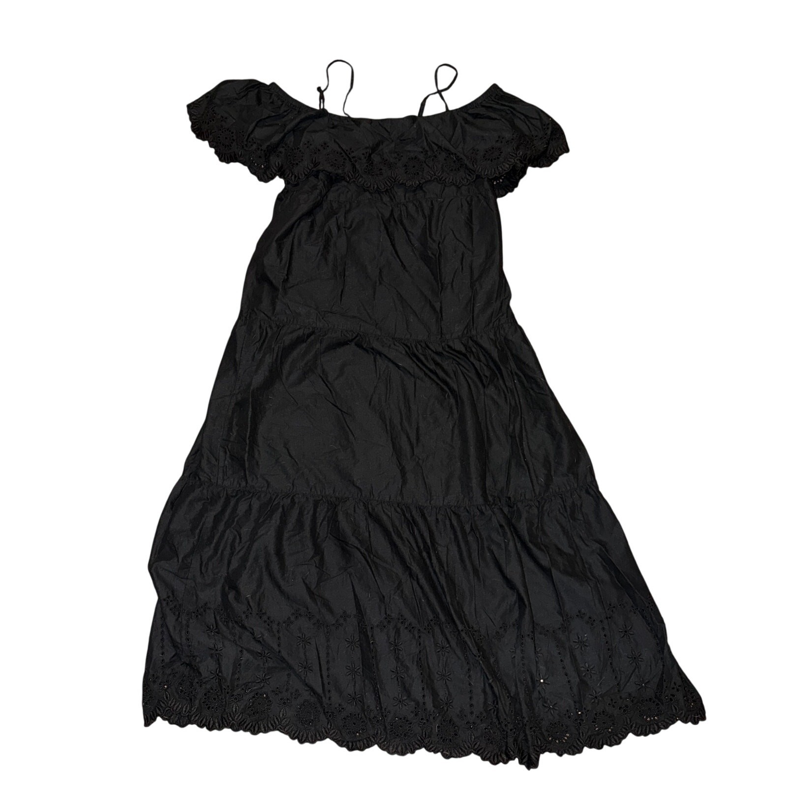 Old Navy Cold Shoulder Maxi Swing Dress Women’s Size M Black Dark Cottagecore
