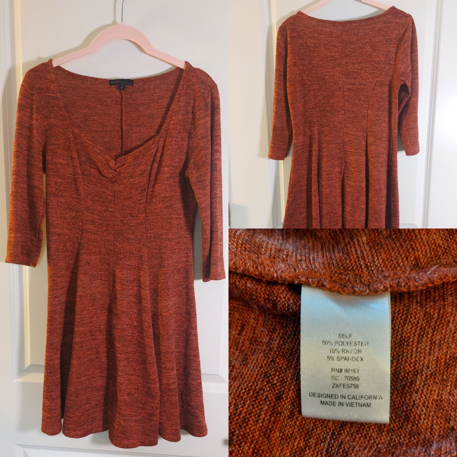 Bebop fit flare skater Rust orange dress size M