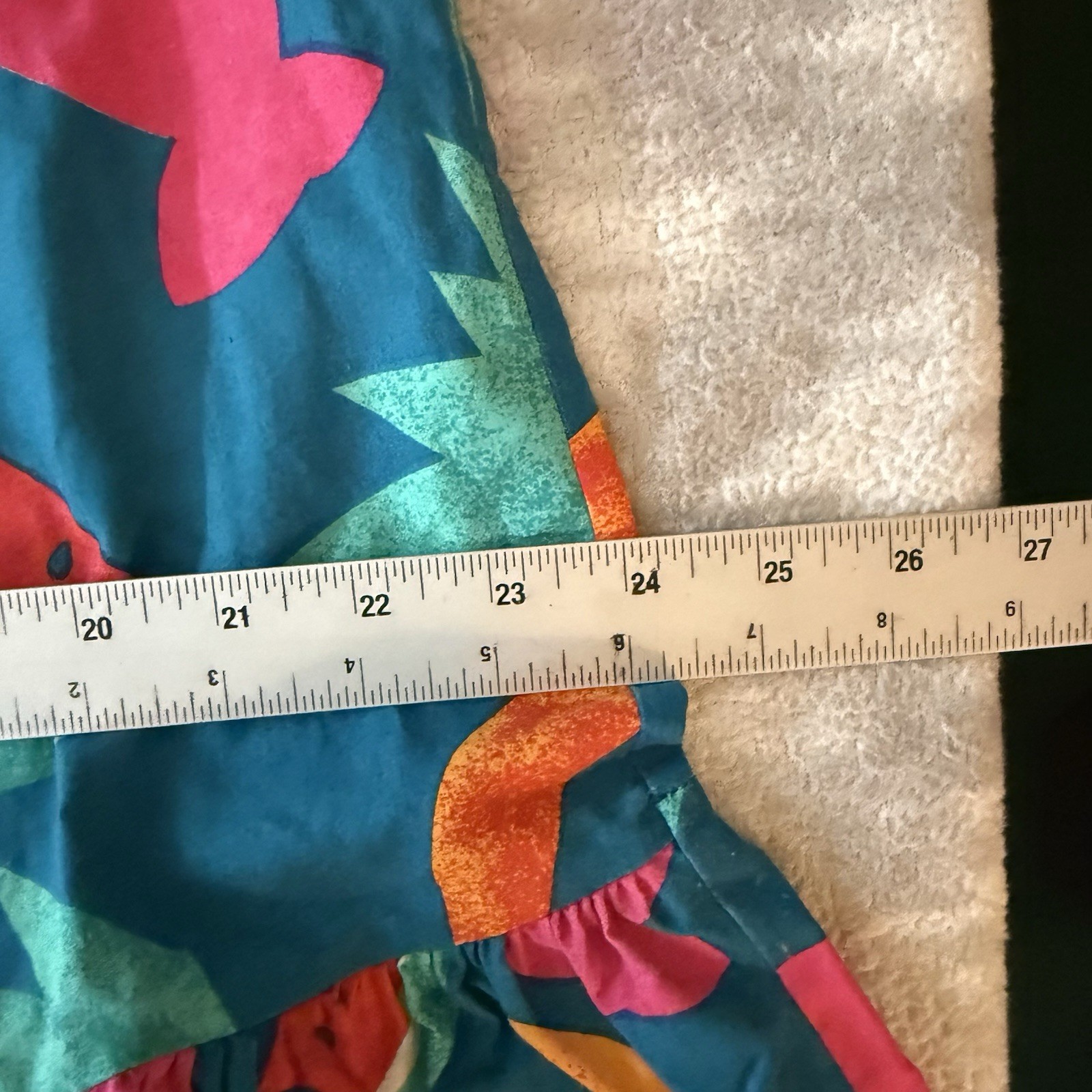 VTG Brownstone Studio Oversized House Dress Mumu Beach Cover Sz S Fish Ruffled