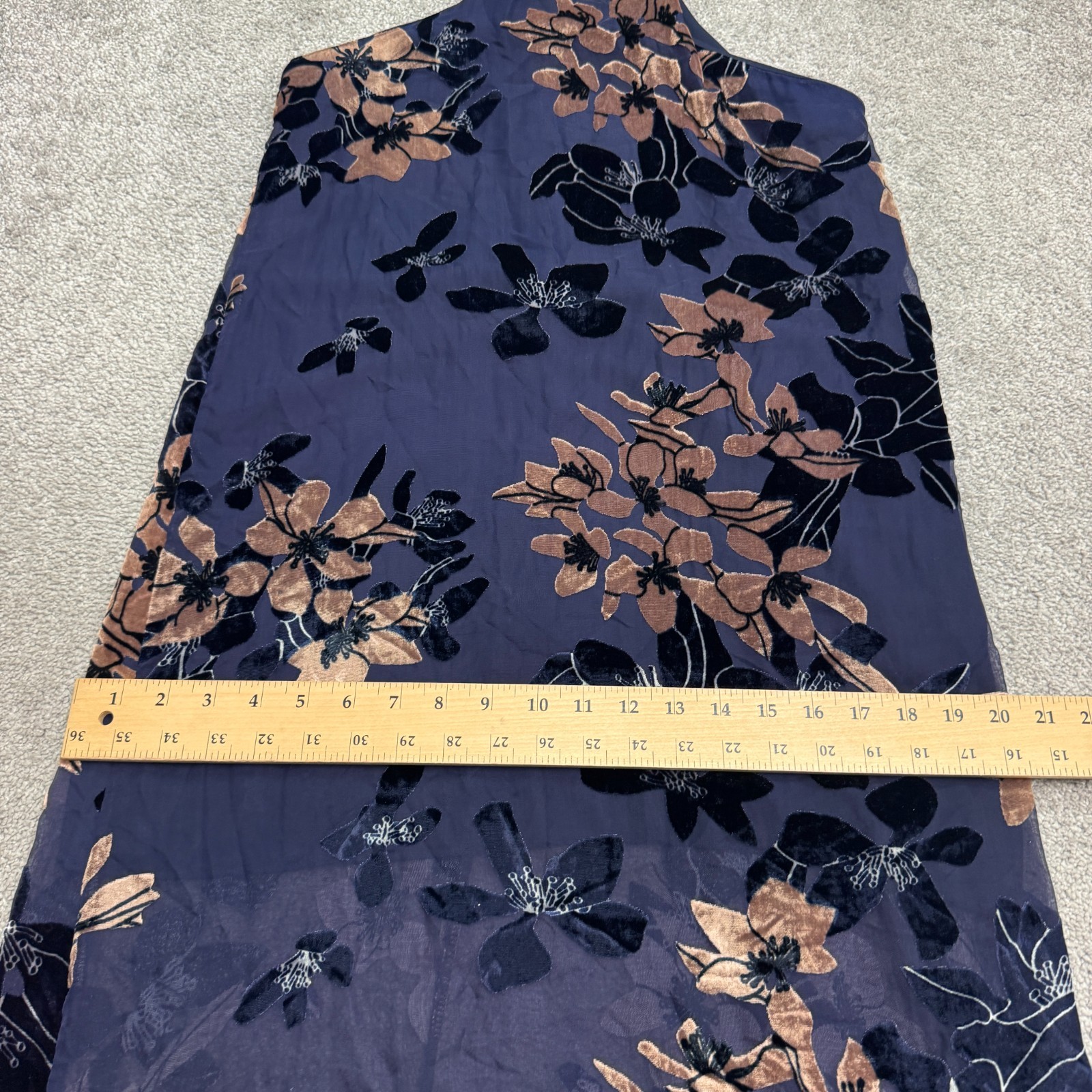 Mod Ref Floral Halter Maxi Tank Dress Womens Small Navy Velvet Burnout Bohemian