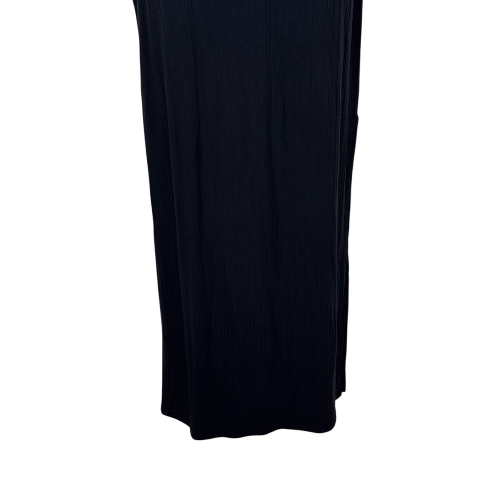 L*Space Black Bodycon Tie Halter Dress Size SM Maxi Ribbed Stretchy Casual LBD