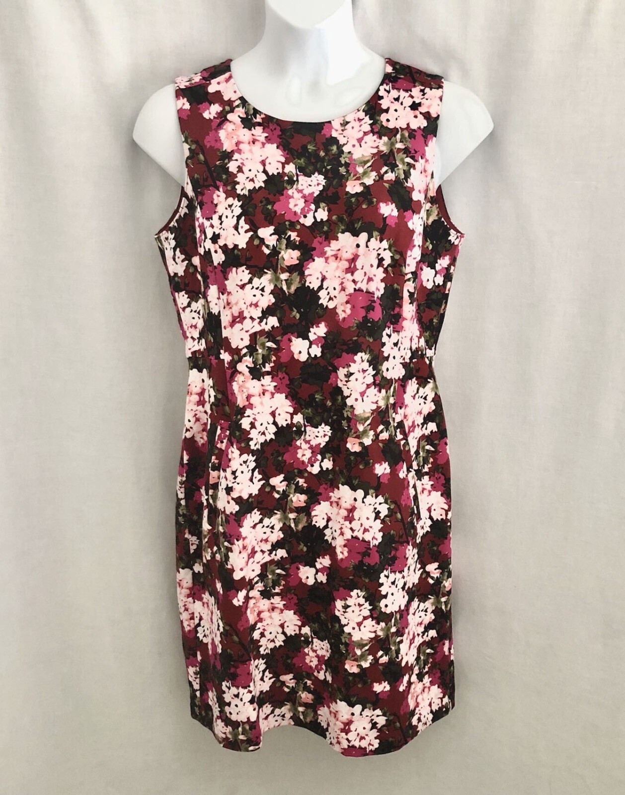 Lands End Floral Sleeveless Sheath Shift Dress Size 14P Rayon Stretch