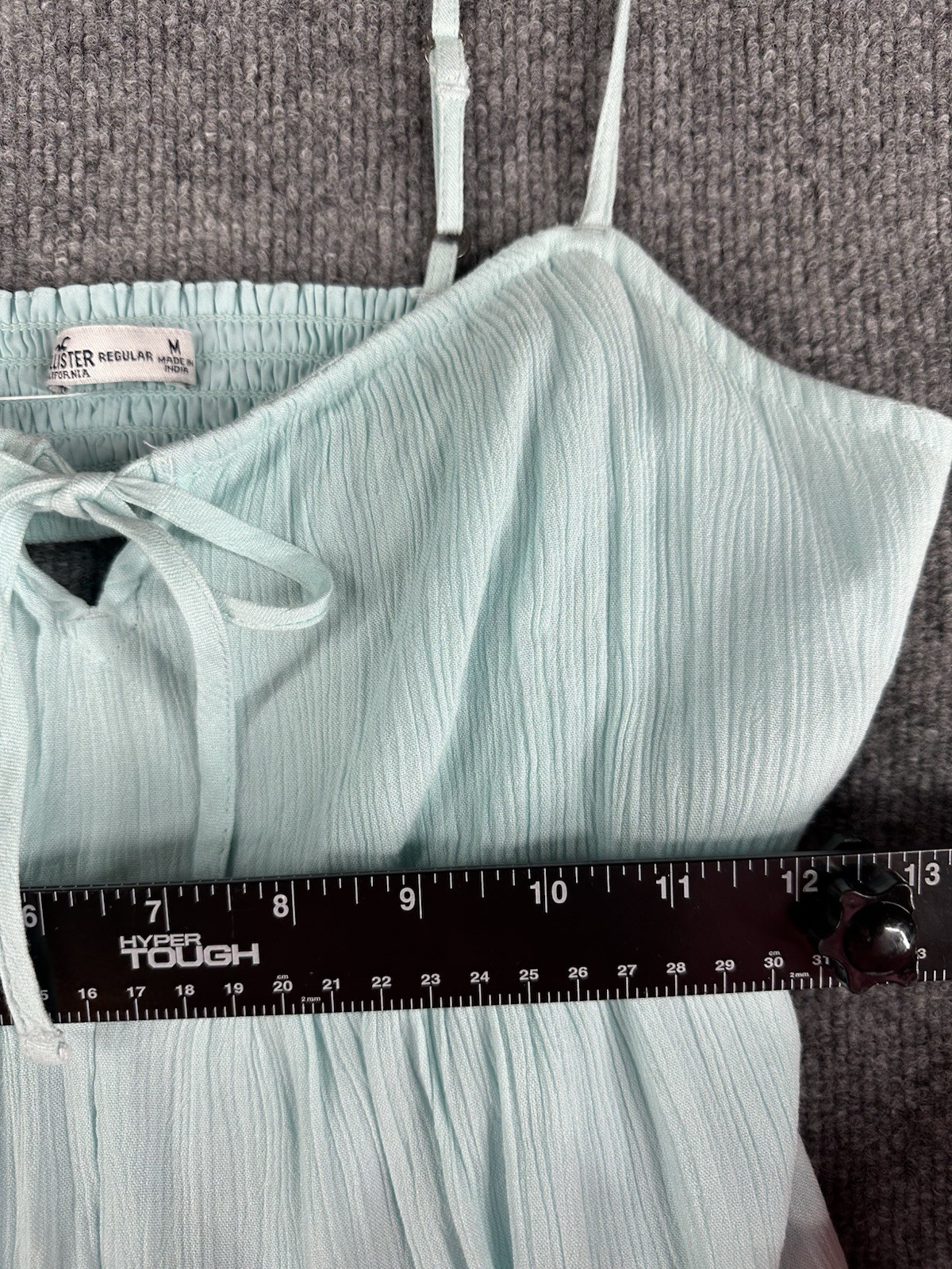 Hollister Womens M Turquoise Viscose Mini Romper Tie Front Smocked Coquette NWT