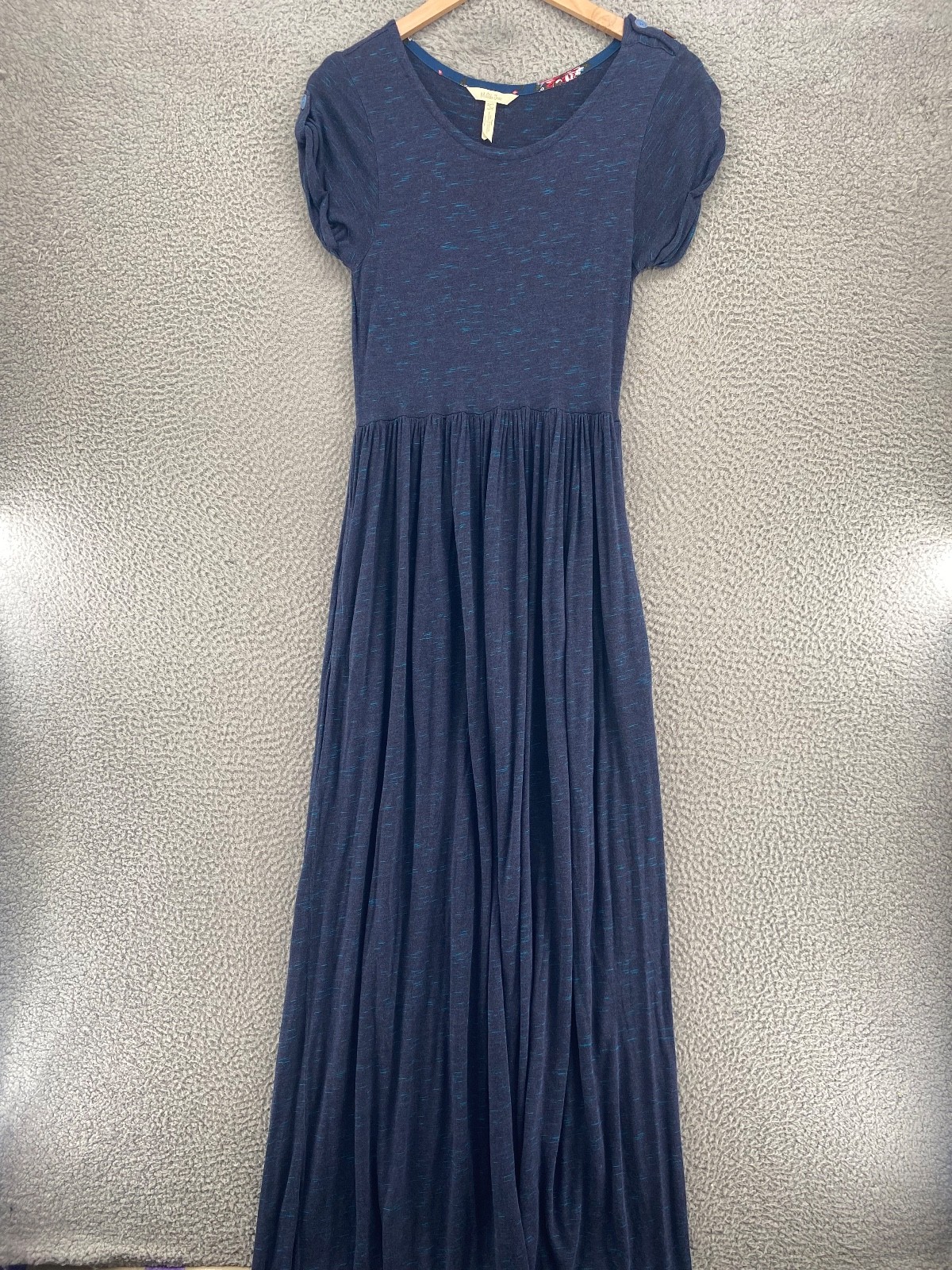 Matilda Jane Dress Womens Large Navy Maxi Cuffed Cap Sleeve Jersey Knit Pockets