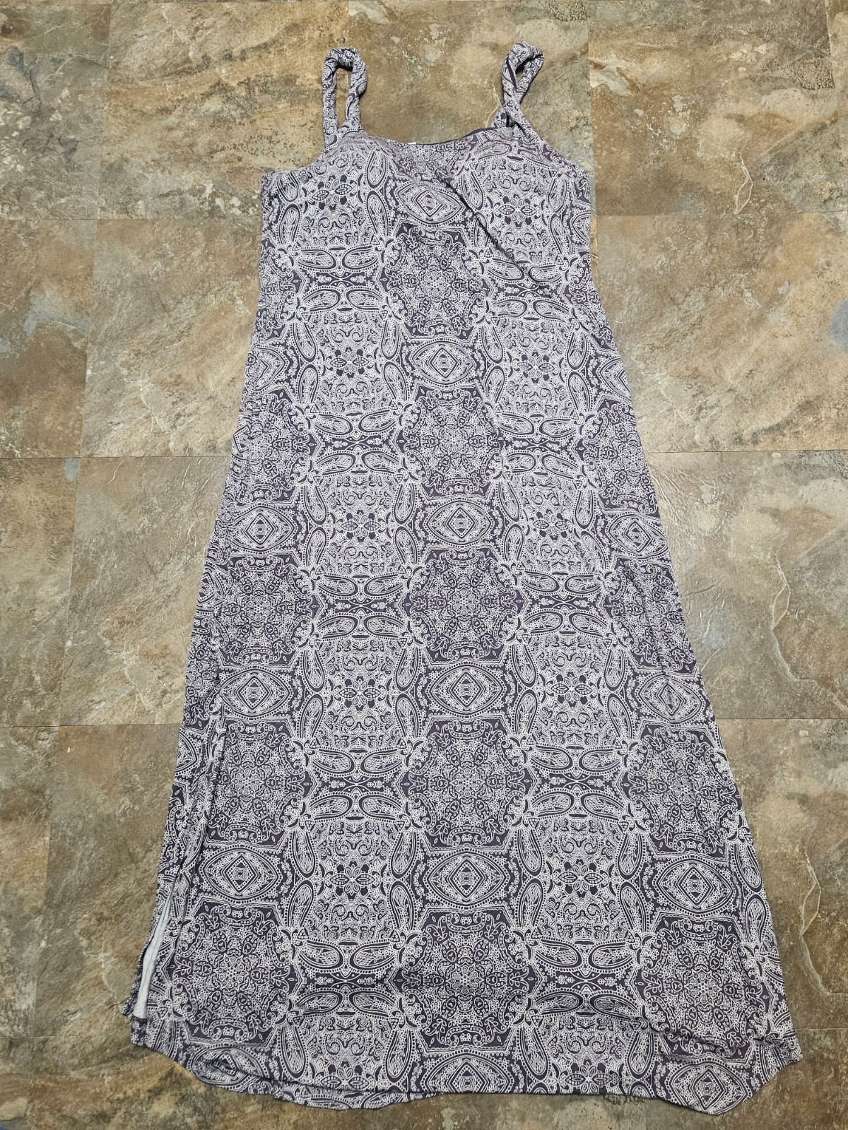 Soma WKND Dress Lavendar And White Paisley Built In Bra Size M
