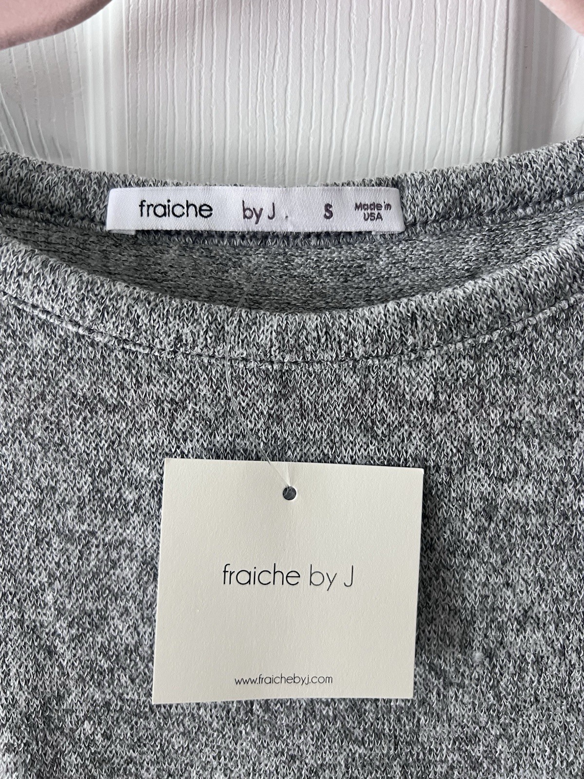 fraiche by J Gray Solid Knit Long Sleeve Crew Neck Tie Belted Stretch Dress S