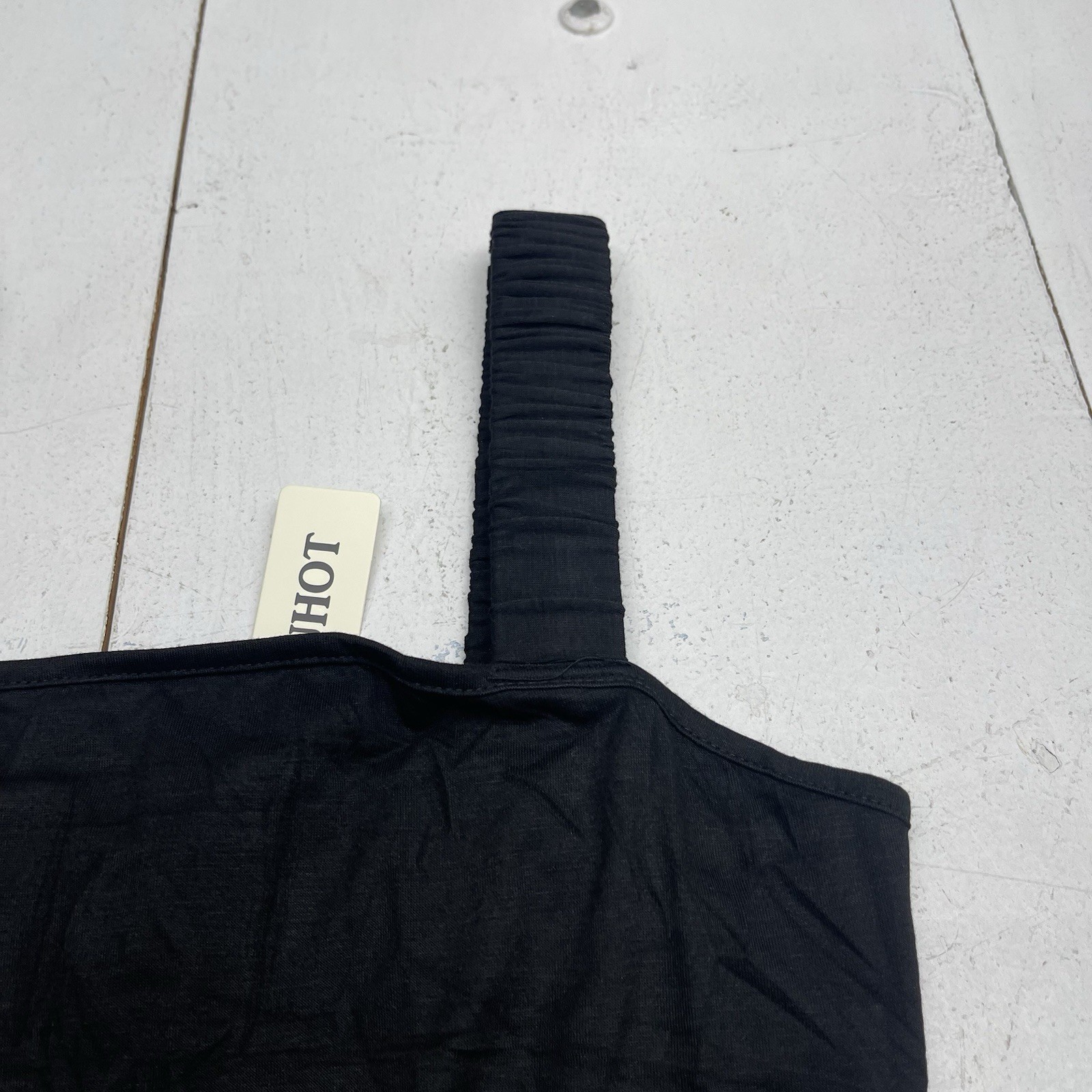 Huhot Black Ruched Strap Square Neck Sleeveless Dress Women’s Size Small