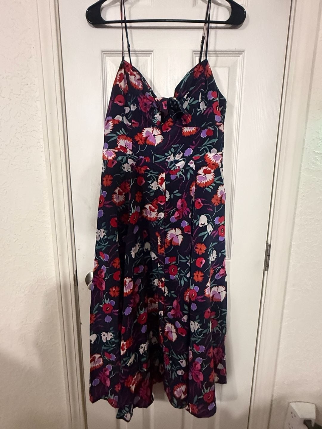 Yumi Kim Floral Print Maxi Dress with Tie Front and Smocked Back Large